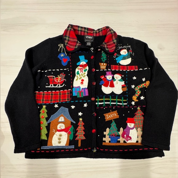Vintage VTG Christmas Cardigan Ugly Snowman Sweater Women's Size
Small - Picture 6 of 8
